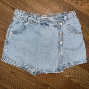 ZARA Washed Denim Skort